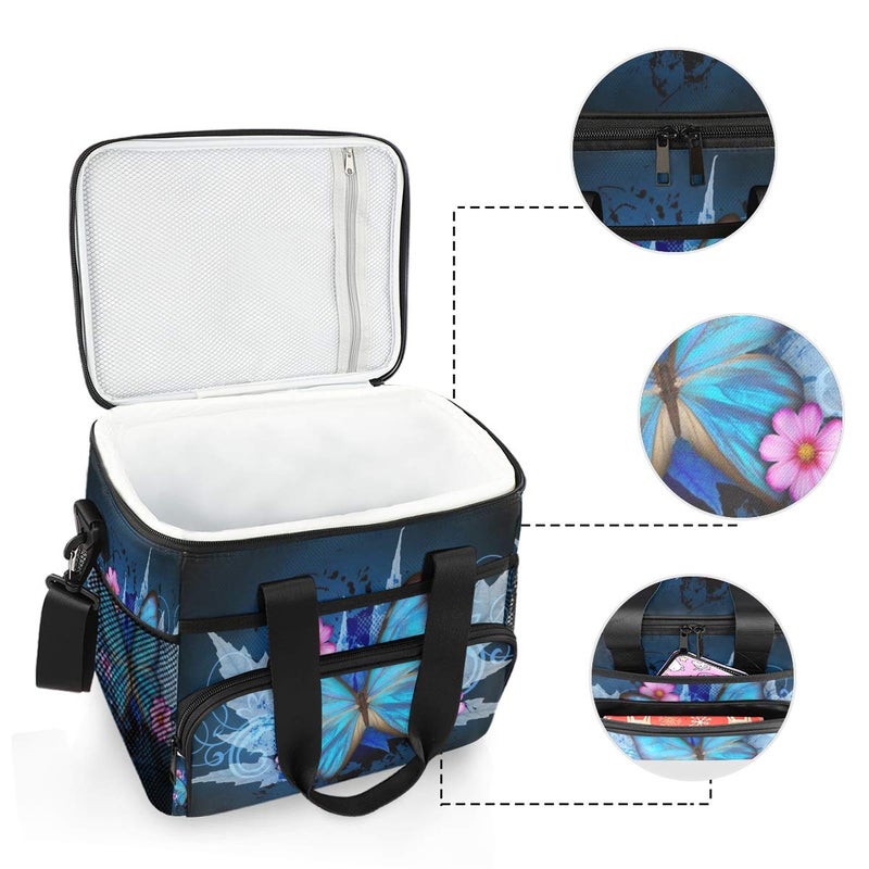 STAYTOP Pretty Butterfly Leakproof Reusable Insulated Cooler Lunch Bag,with Detachable Shoulder Strap, Used for School Women and Men Work Picnic Beach Lunch Bag Organizer Tote Bag - Image 4